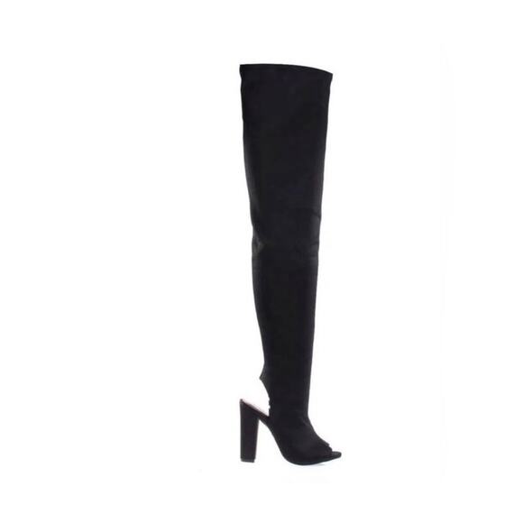 NIB: Womens Bamboo Sunlight Peep Toe Open Heel Block Heel Faux Suede (Womens 8) - Picture 1 of 6